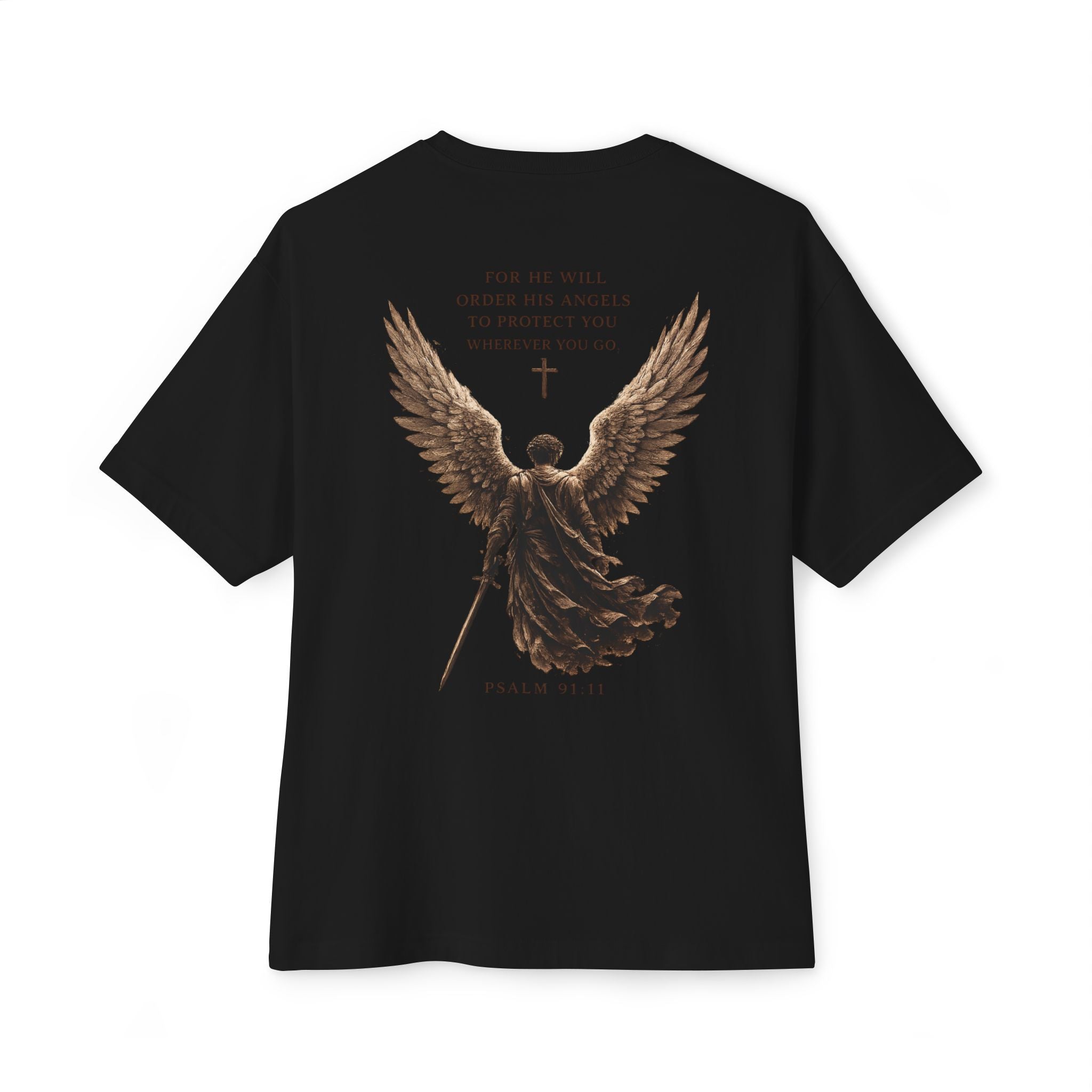 Warrior of Light Tee — Christian Angel Graphic Oversized T‑Shirt