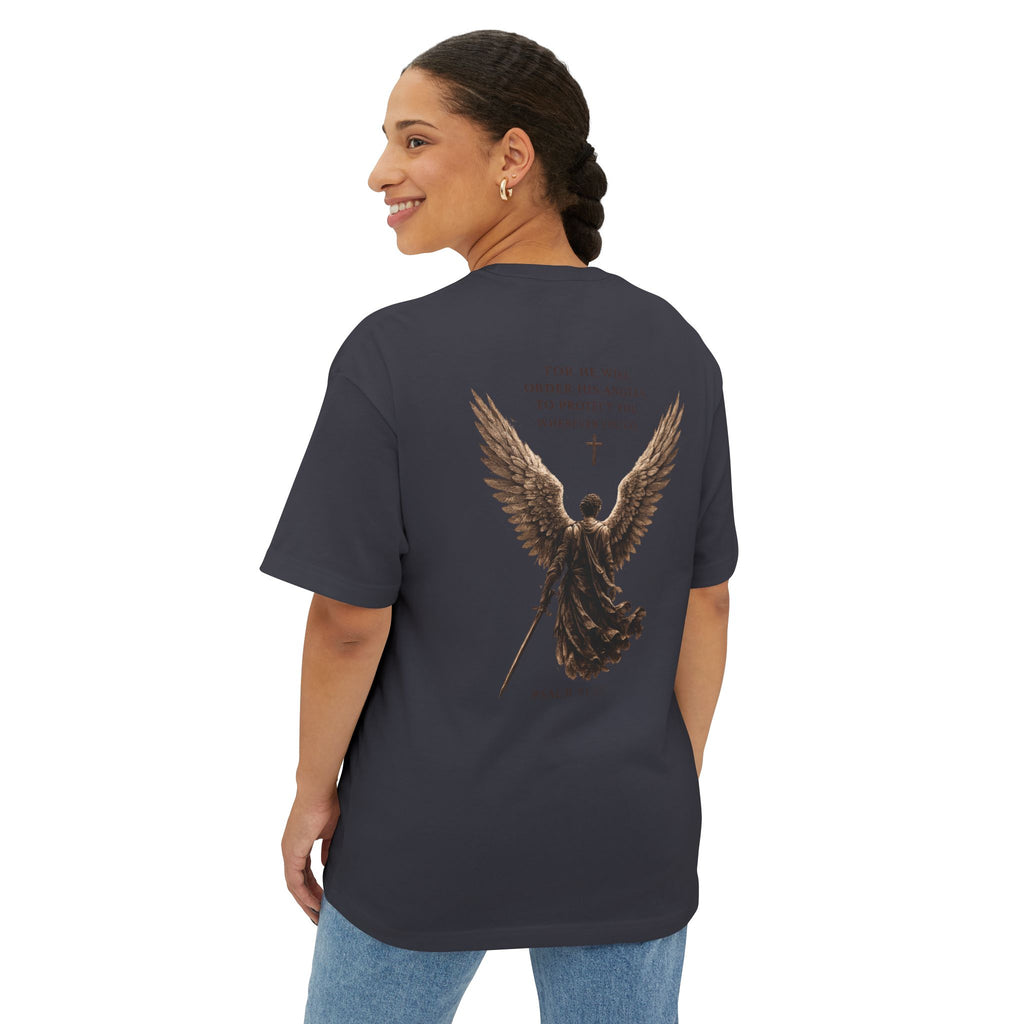 Warrior of Light Tee — Christian Angel Graphic Oversized T‑Shirt