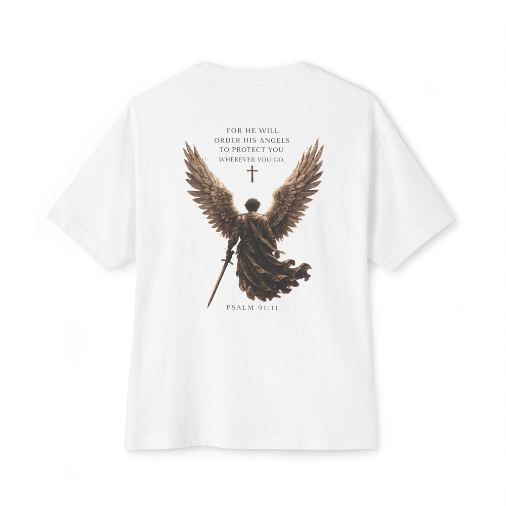 Warrior of Light Tee — Christian Angel Graphic Oversized T‑Shirt