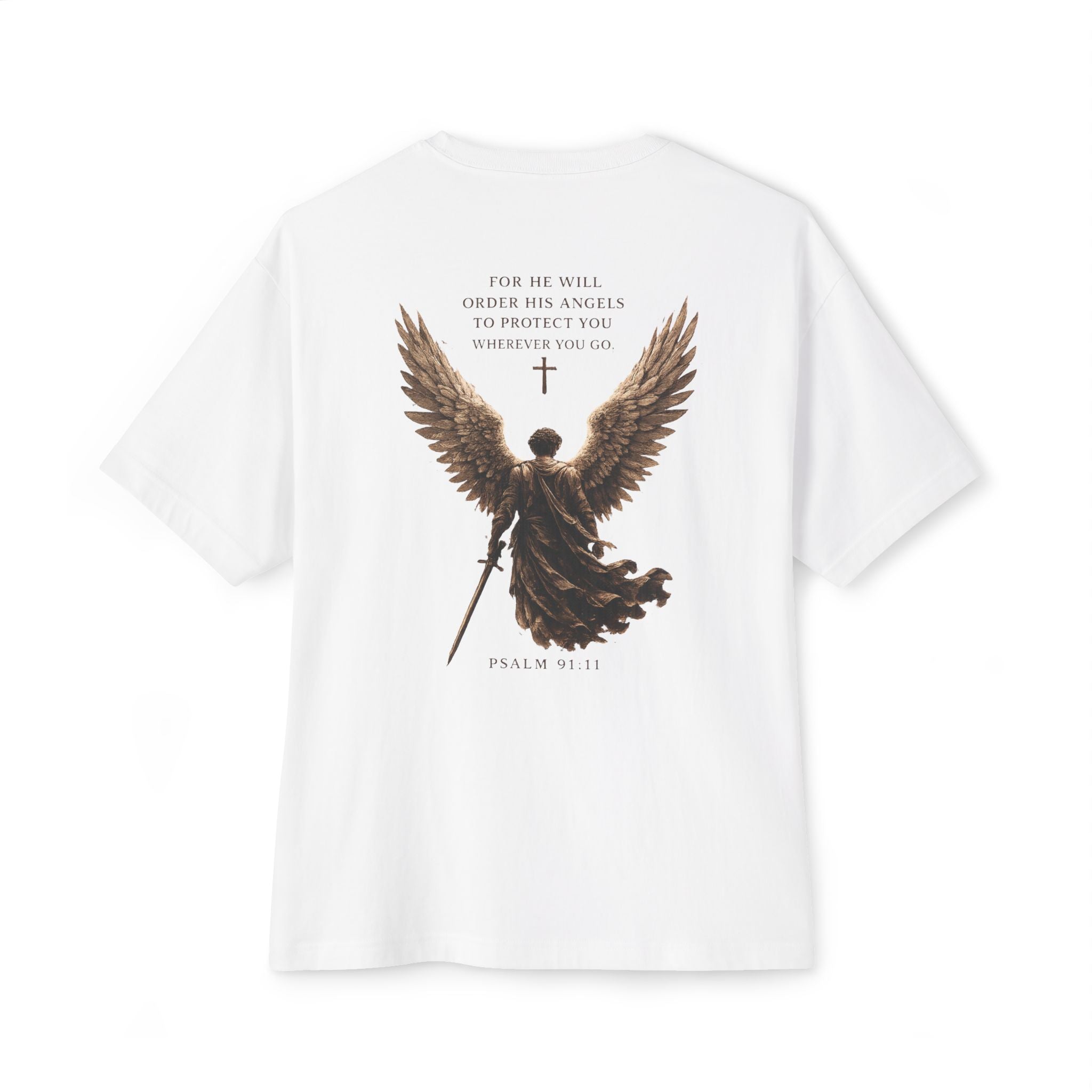 Warrior of Light Tee — Christian Angel Graphic Oversized T‑Shirt
